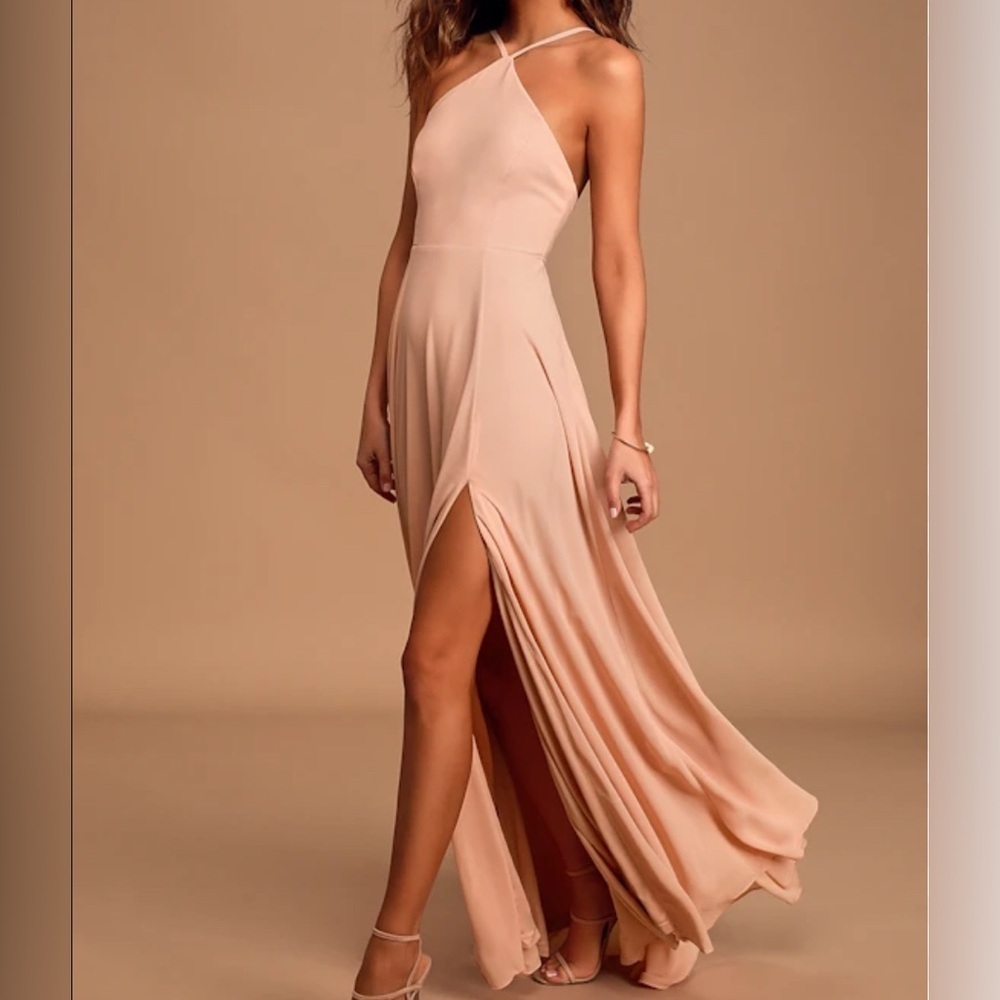 Lulus Elegant Blush Halter Maxi Dress Size Small
